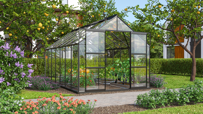 Växthus Mars 11500 Svart Glas Sockel 11,5 m² Vitavia